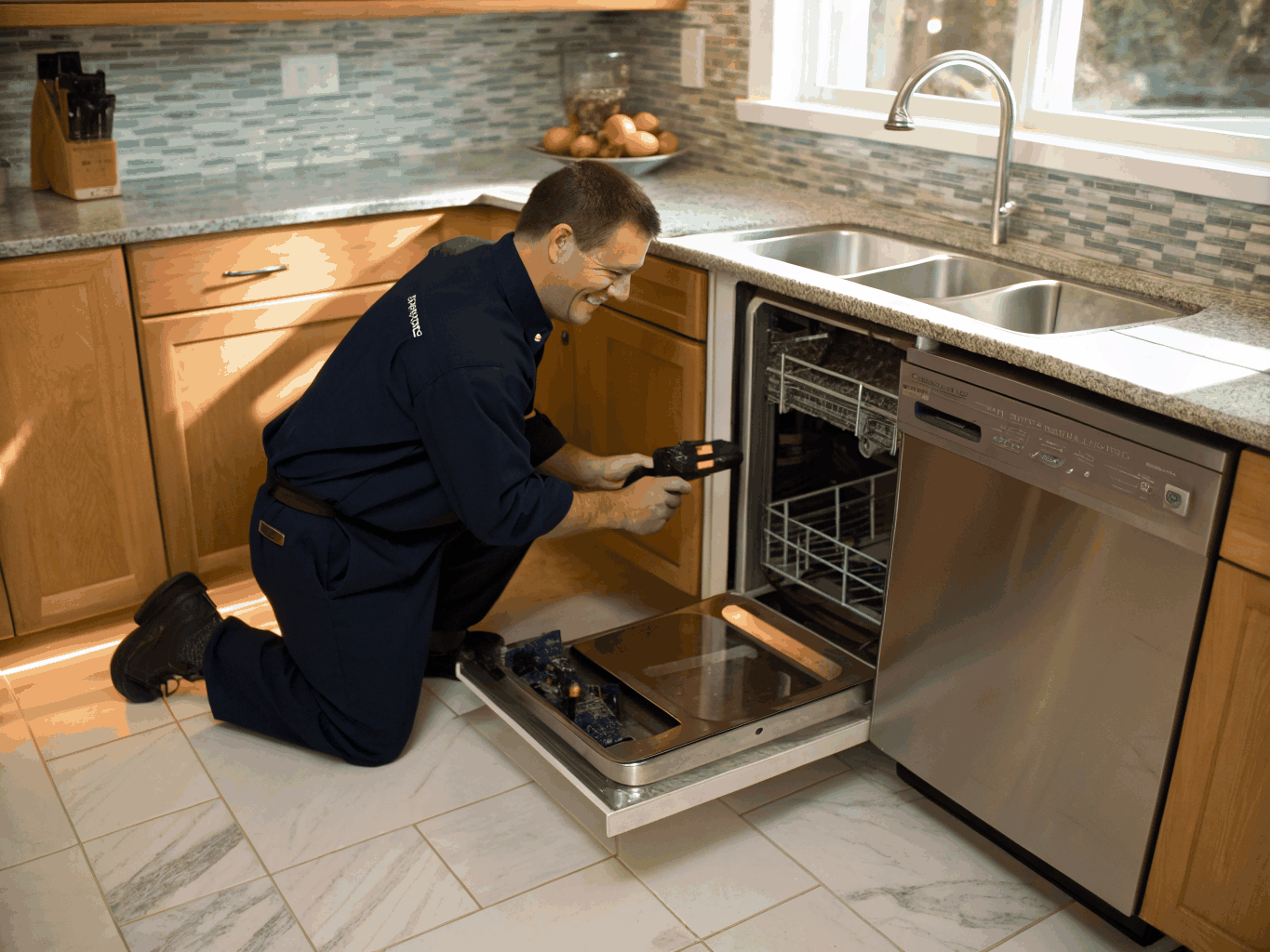 Stainless steel dishwasher service in Decatur home