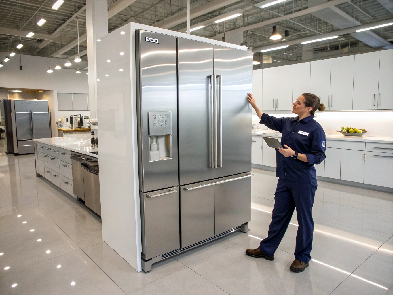 Modern Frigidaire kitchen refrigerator, freezer, and washer suite