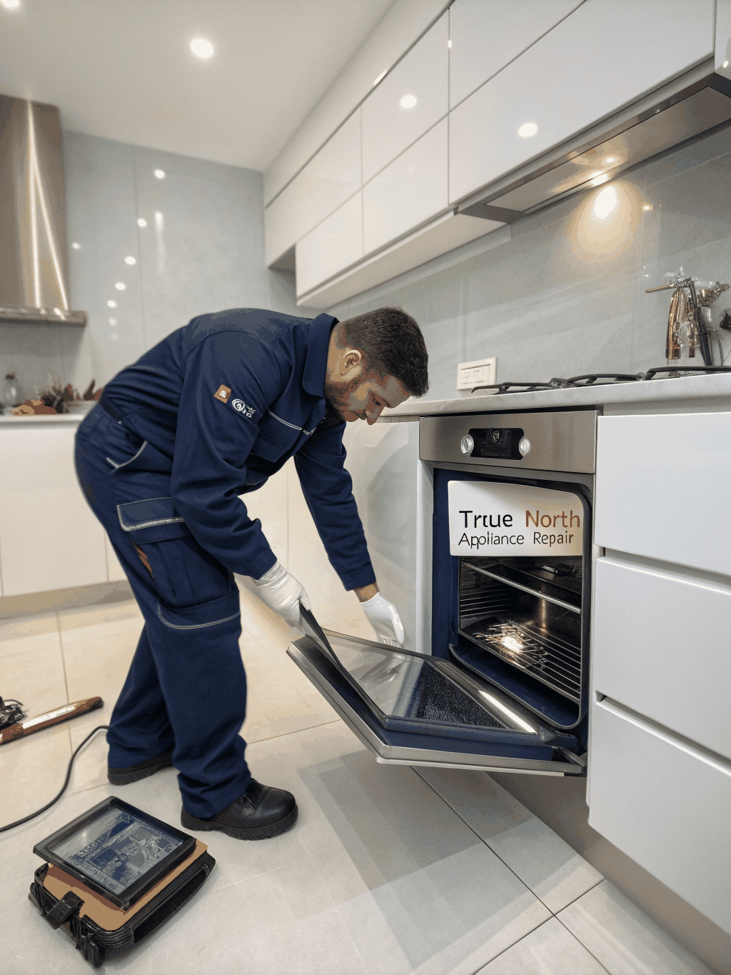 Decatur Appliance Repair technician servicing kitchen equipment in Winnona Park Decatur GA